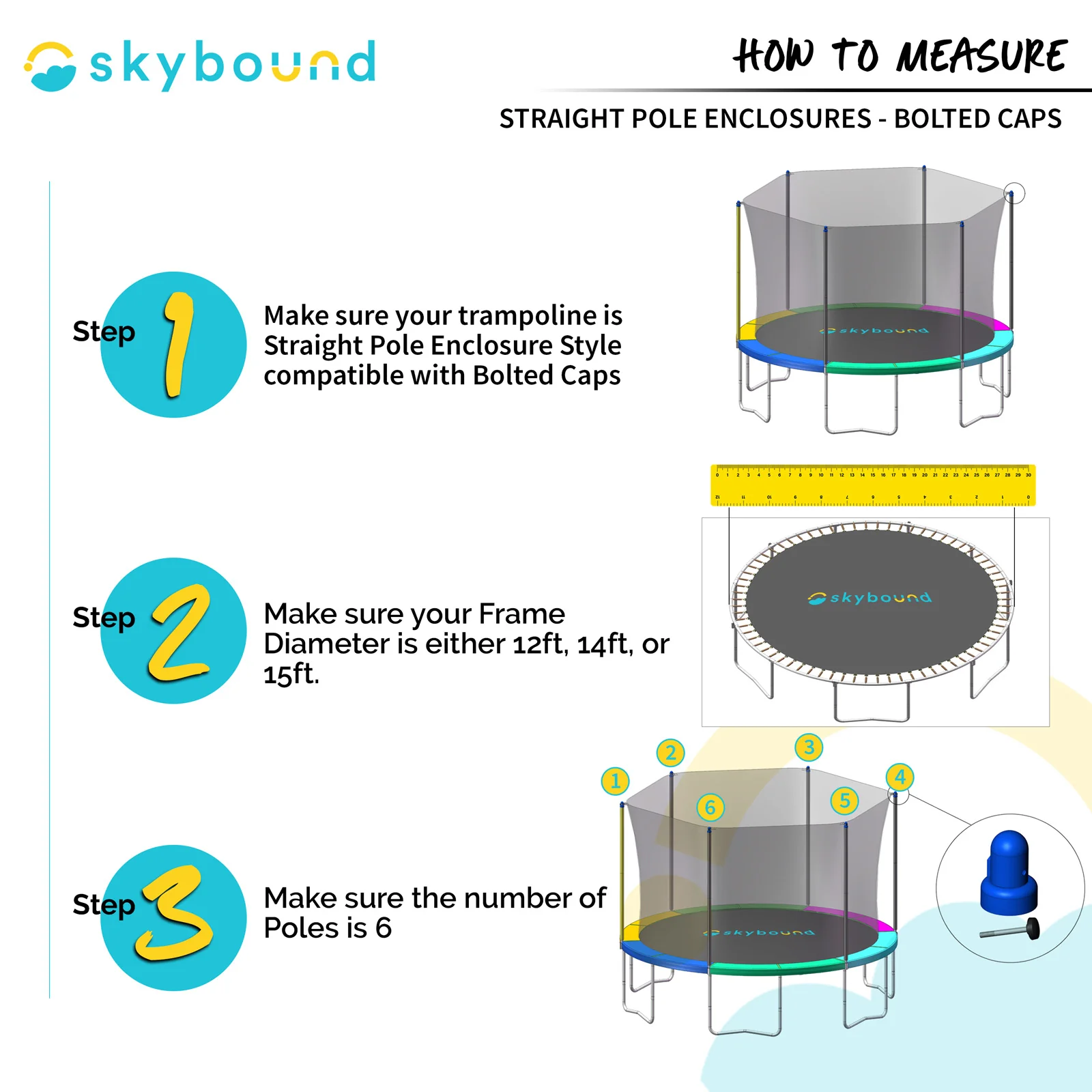 Enclosure Net for 14ft Trampolines - Fits 6 Straight Poles (Using Bolted Pole Caps) - Image 3