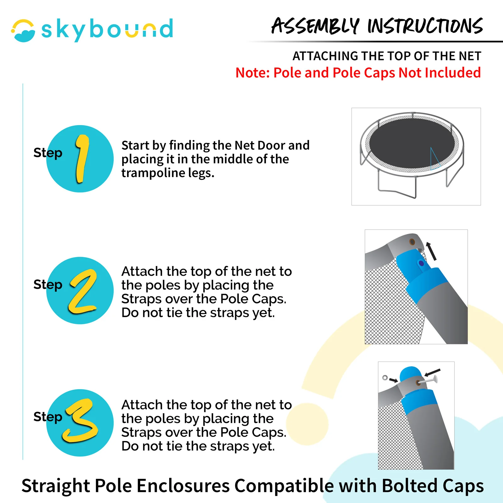 Enclosure Net for 14ft Trampolines - Fits 6 Straight Poles (Using Bolted Pole Caps) - Image 4