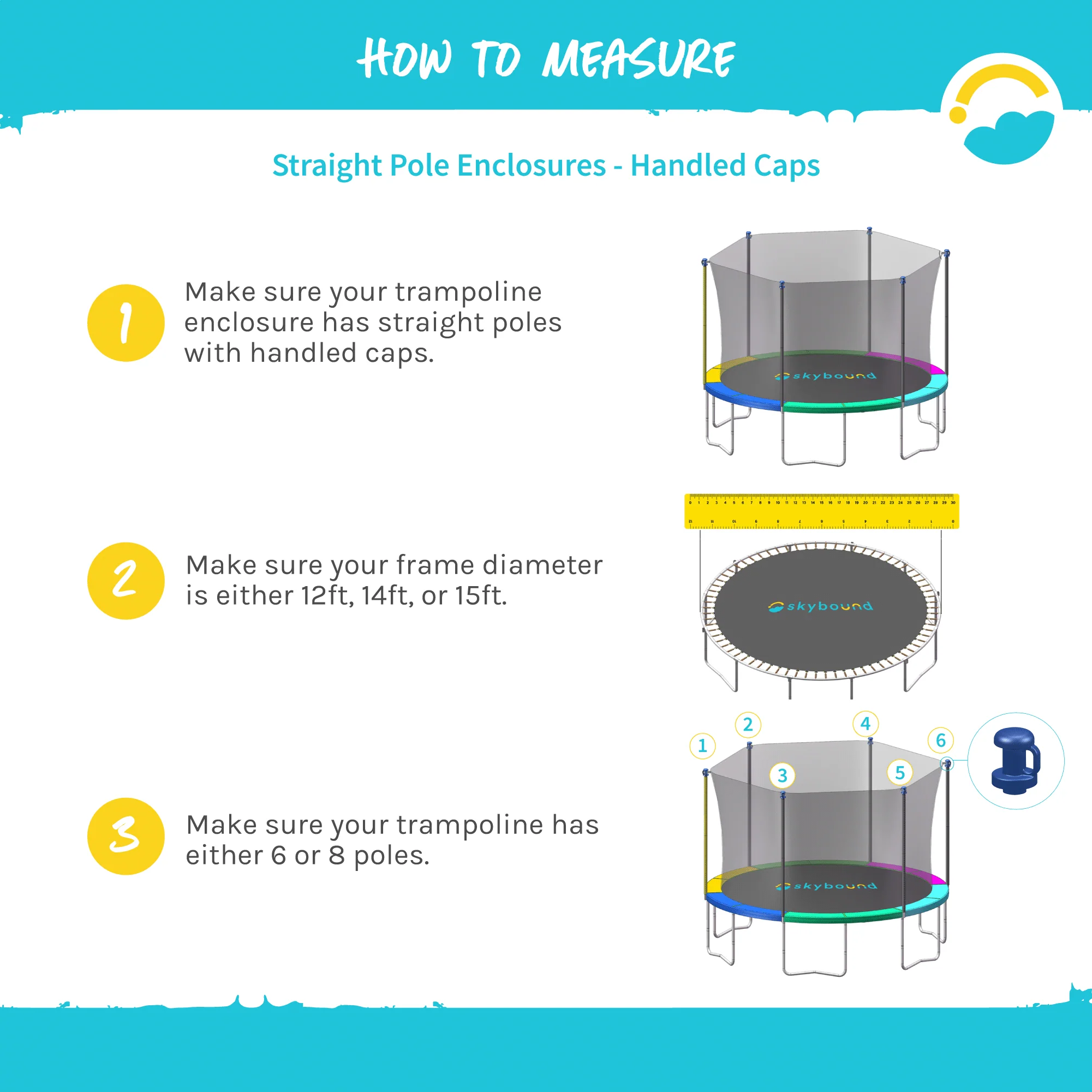 SkyBound Enclosure Net for 15ft Trampolines - Fits 8 Straight Poles - Image 3
